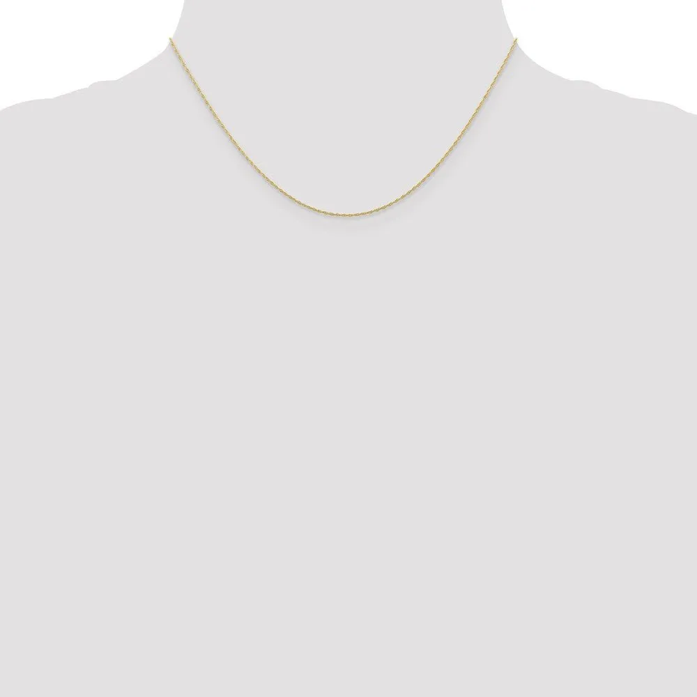 0.5mm, 10k Yellow Gold, Cable Rope Chain Necklace