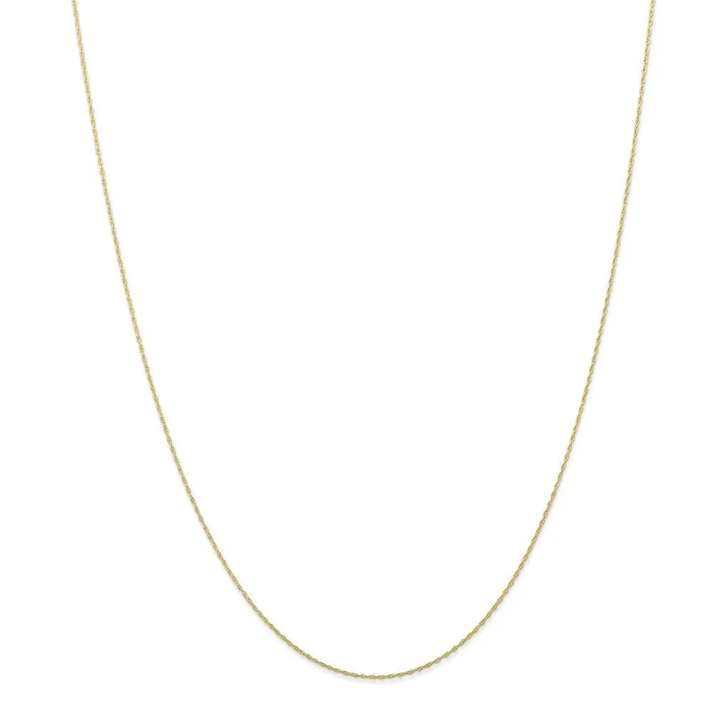 0.5mm, 10k Yellow Gold, Cable Rope Chain Necklace