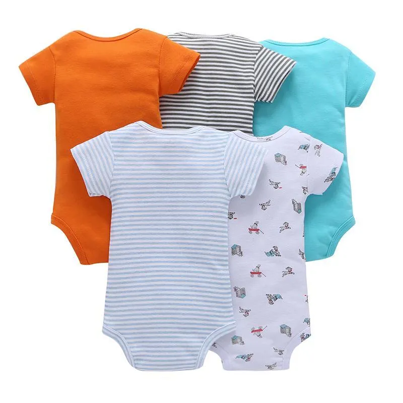 100% Cotton Baby Bodysuit - (5 Piece Romper Set)