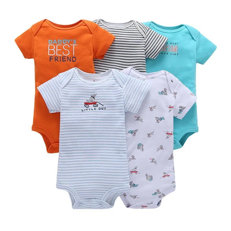 100% Cotton Baby Bodysuit - (5 Piece Romper Set)