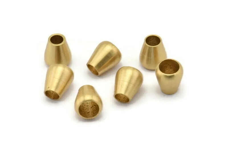 12 Raw Brass Industrial Cone End Caps, Findings, (9x8x6 Mm) D0105