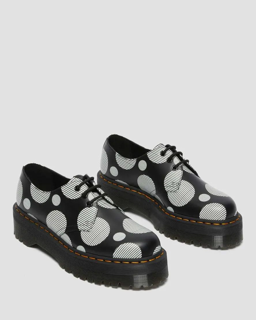 1461 BLACK WHITE POLKA DOT SMOOTH LEATHER PLATFORM OXFORD