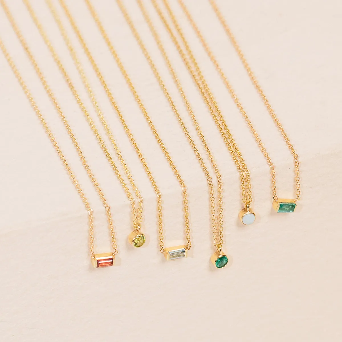 14k Emerald Baguette Necklace | May Birthstone