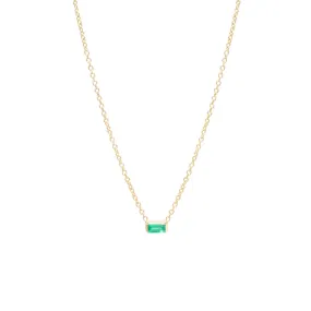 14k Emerald Baguette Necklace | May Birthstone