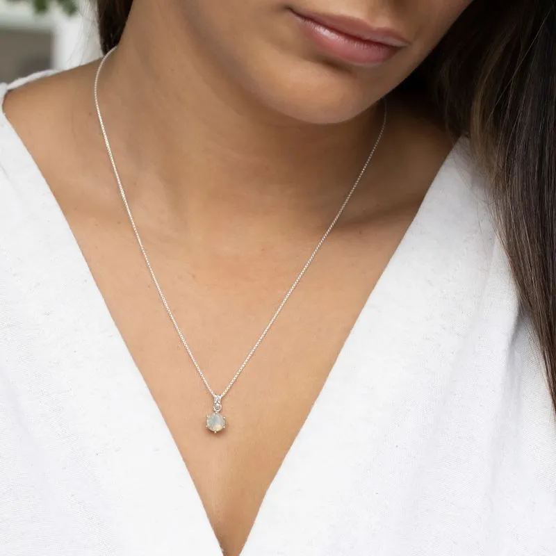 14K Gold Plated Dainty Moonstone Pendant Necklace