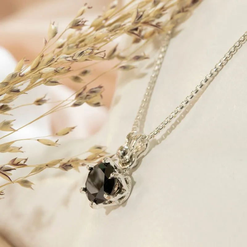 14K Gold Plated Silver Necklace, Black Cz Pendant