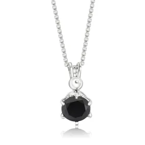 14K Gold Plated Silver Necklace, Black Cz Pendant