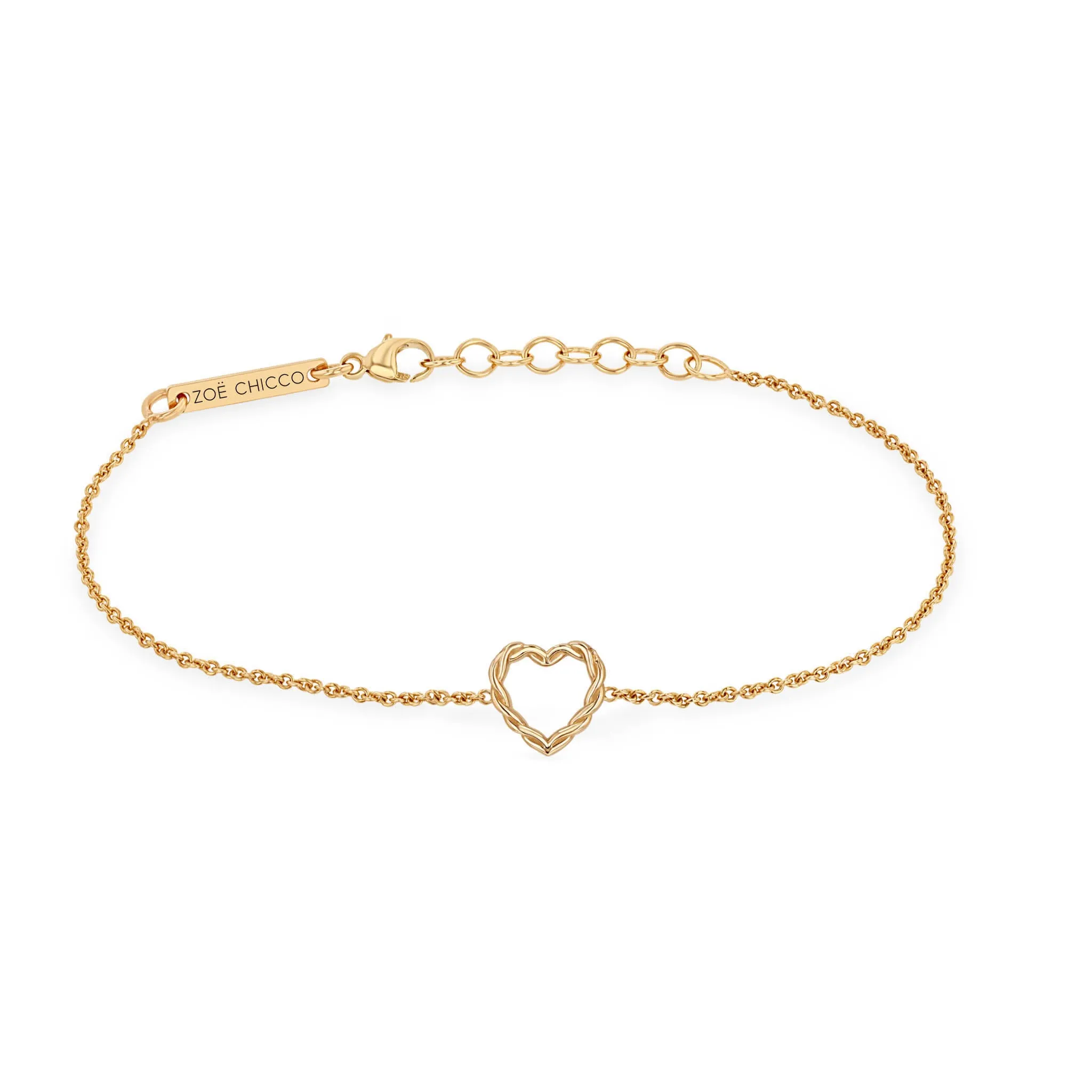 14k Gold Small Twisted Heart Bracelet