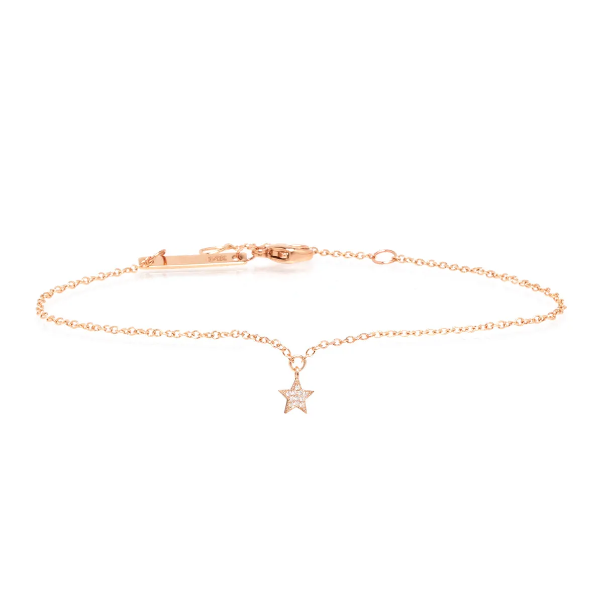 14k itty bitty pave star charm bracelet