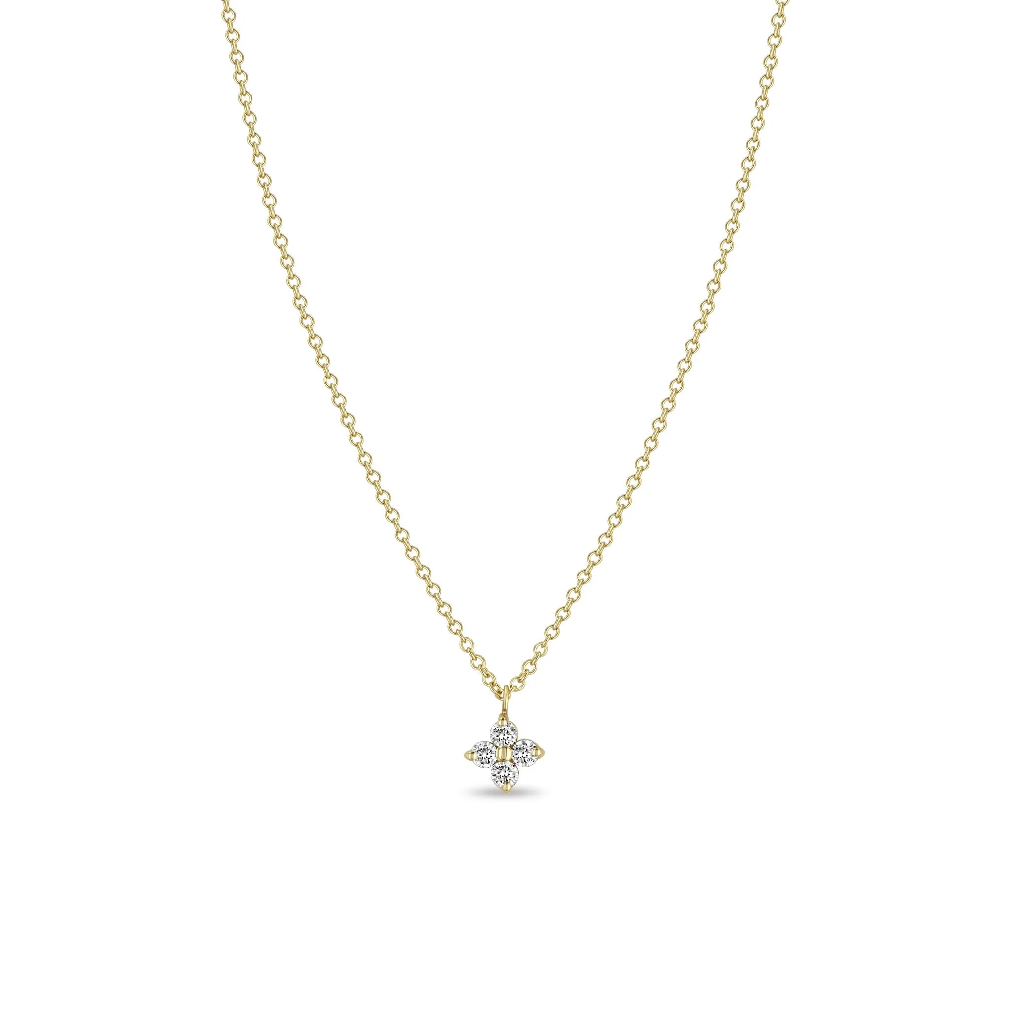 14k Prong Diamond Quad Necklace