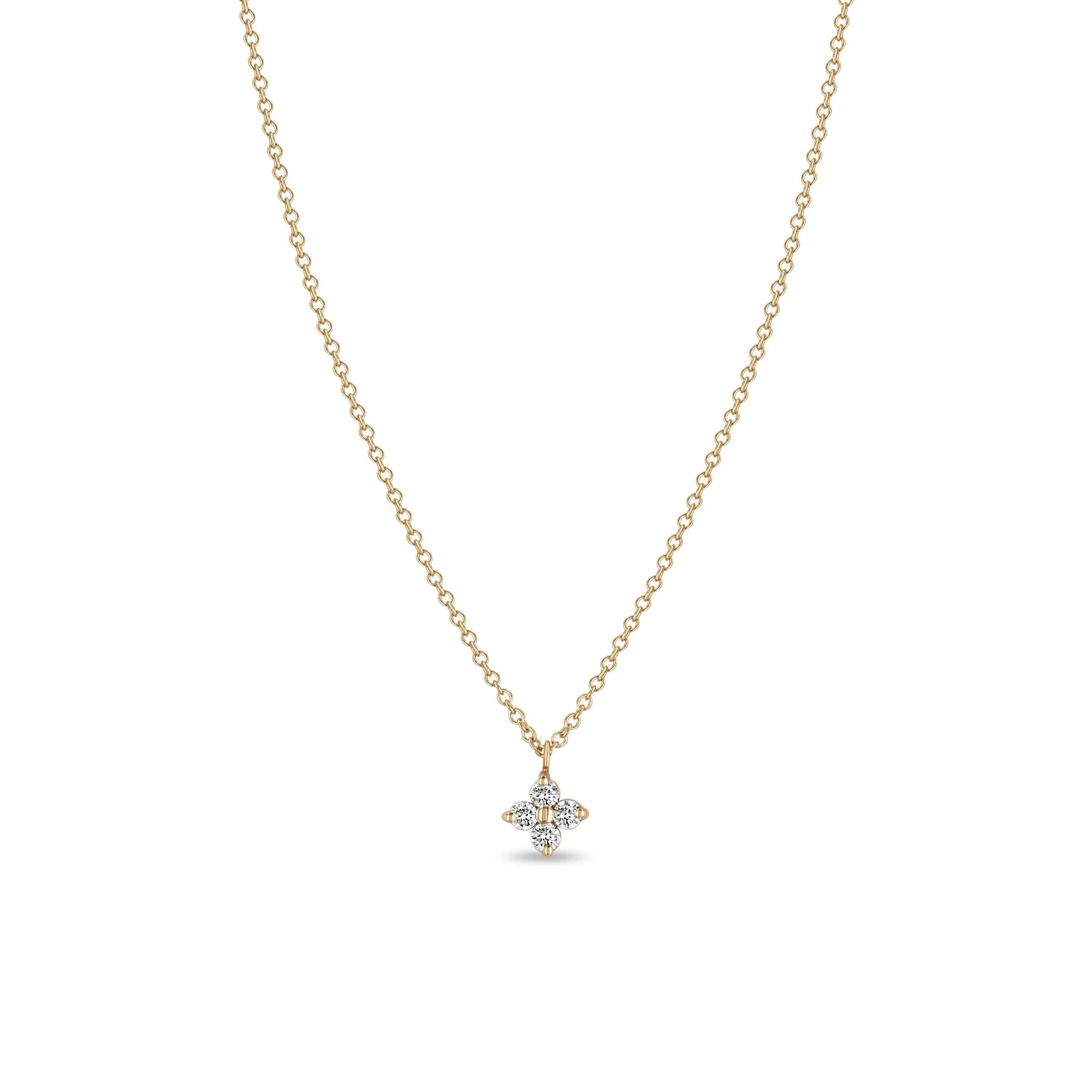 14k Prong Diamond Quad Necklace