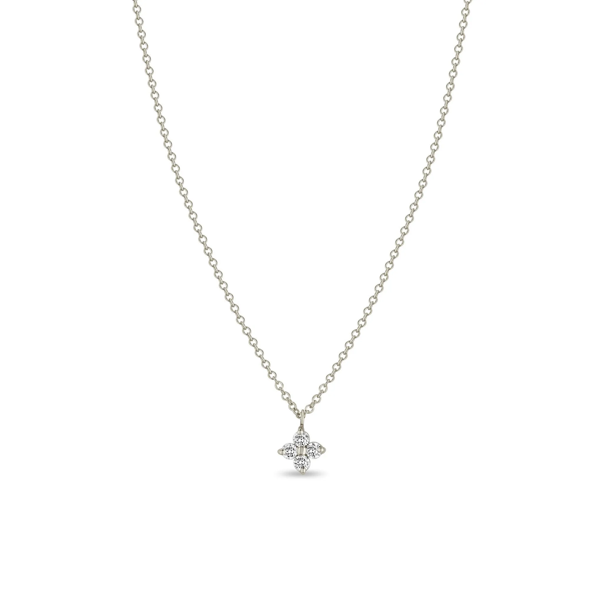 14k Prong Diamond Quad Necklace