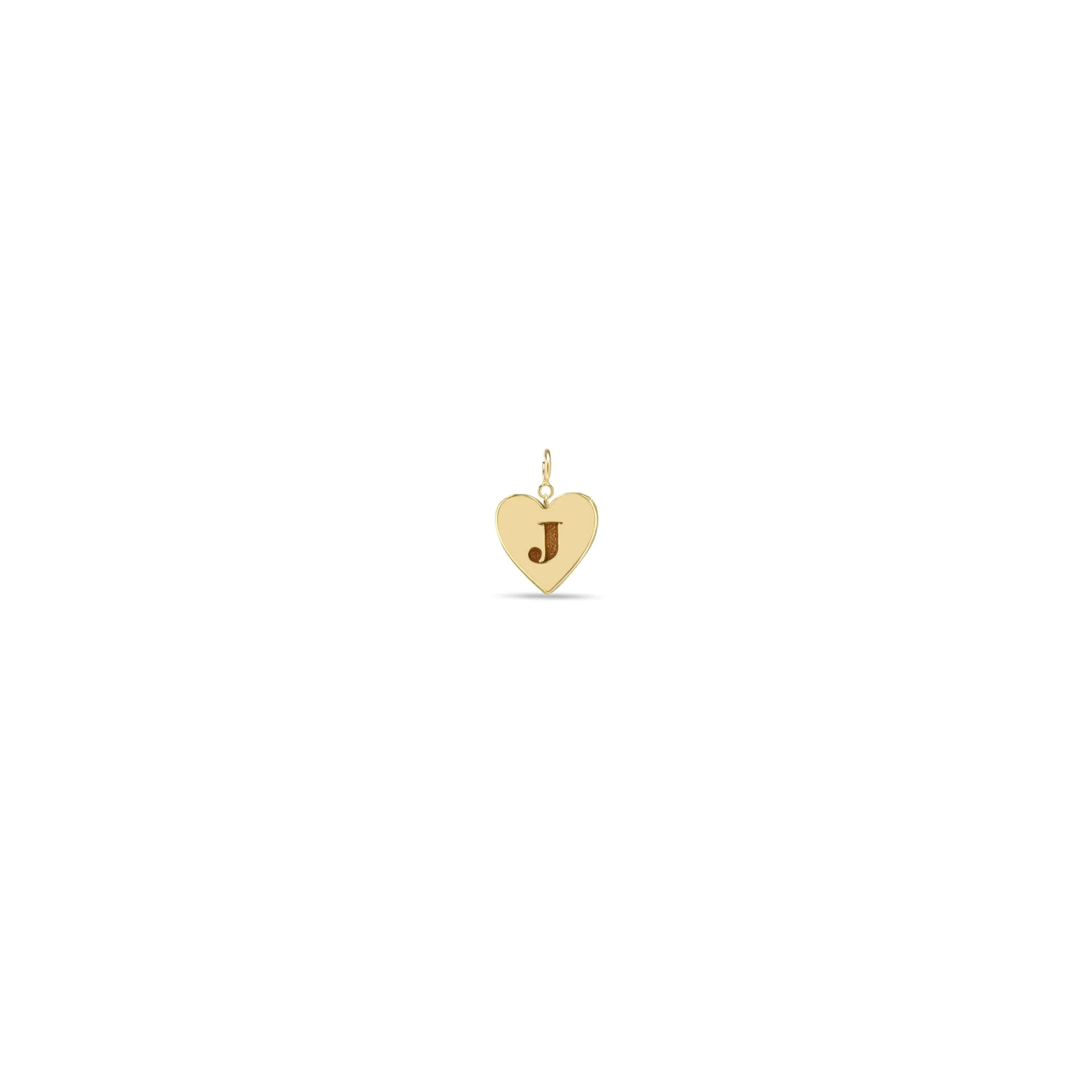 14k Single Initial Heart Charm