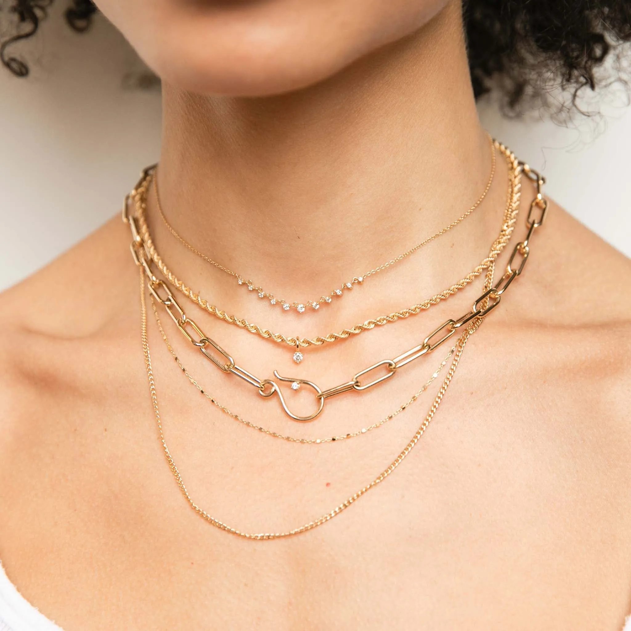 14k Square Bead Chain Necklace