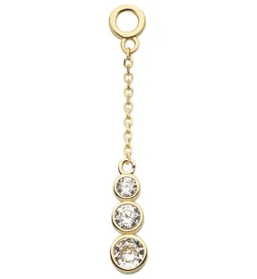 14kt Gold Descend Clear CZ Dangle Chain Charm