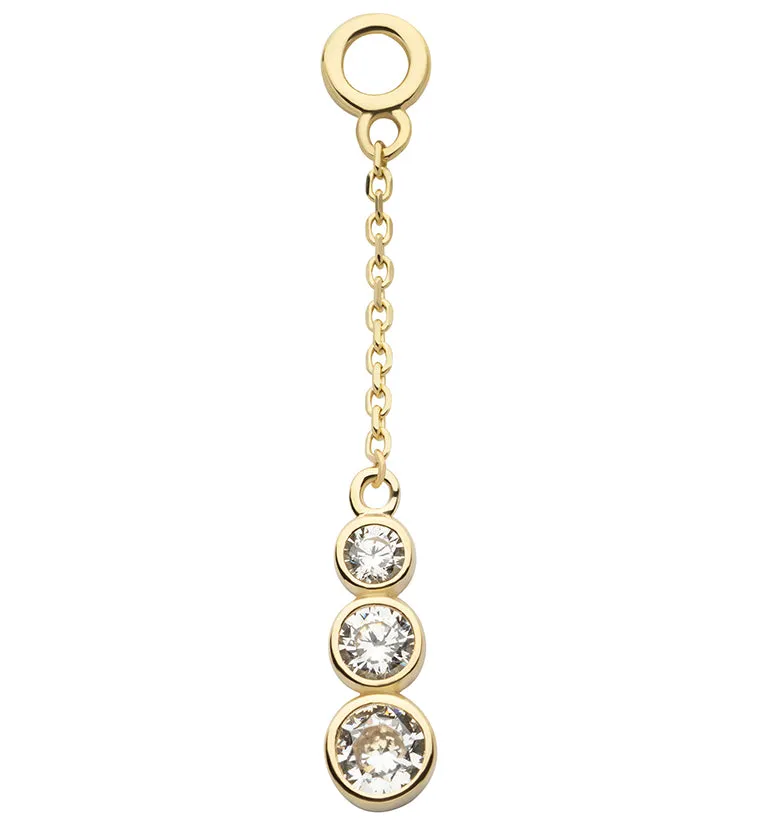 14kt Gold Descend Clear CZ Dangle Chain Charm