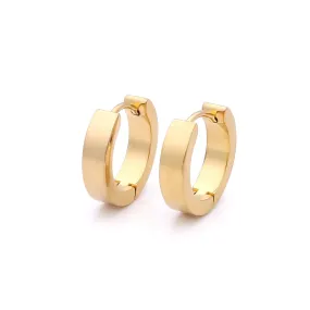 18K Gold IP Stainless Steel Huggie Hoop Earrings - Large