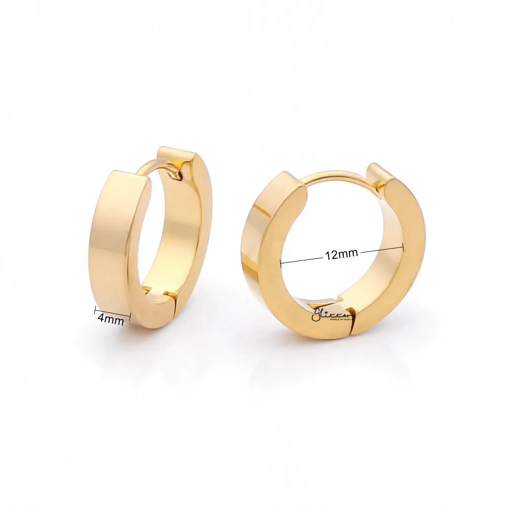 18K Gold IP Stainless Steel Huggie Hoop Earrings - Large