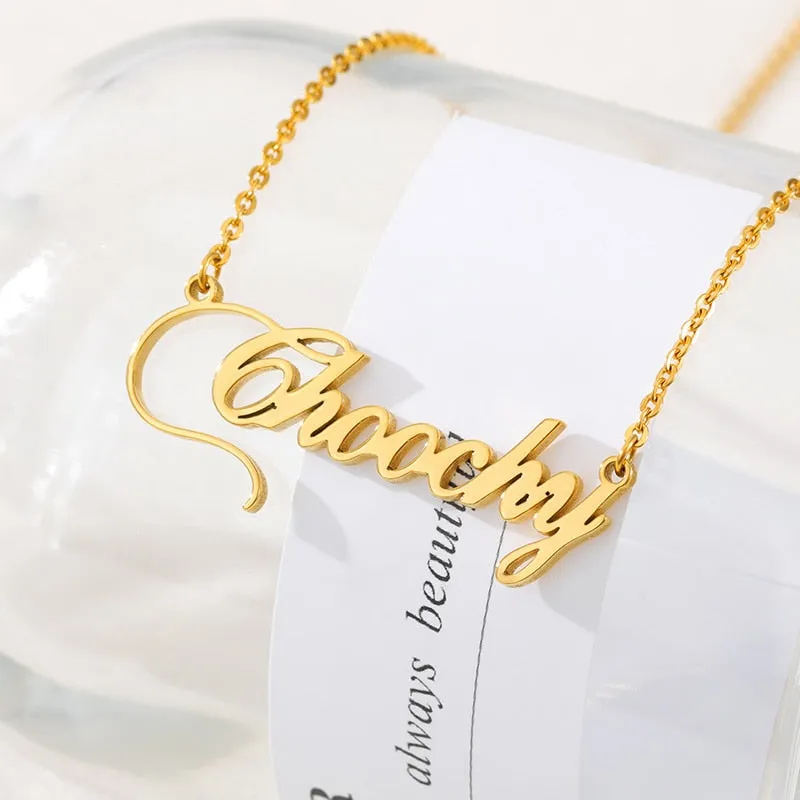 18k Gold Plated Custom Name Necklace With Crown- Christmas gifts