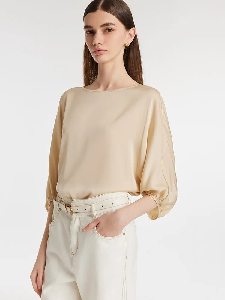 19 Momme Mulberry Silk Boat Neck Women Blouse