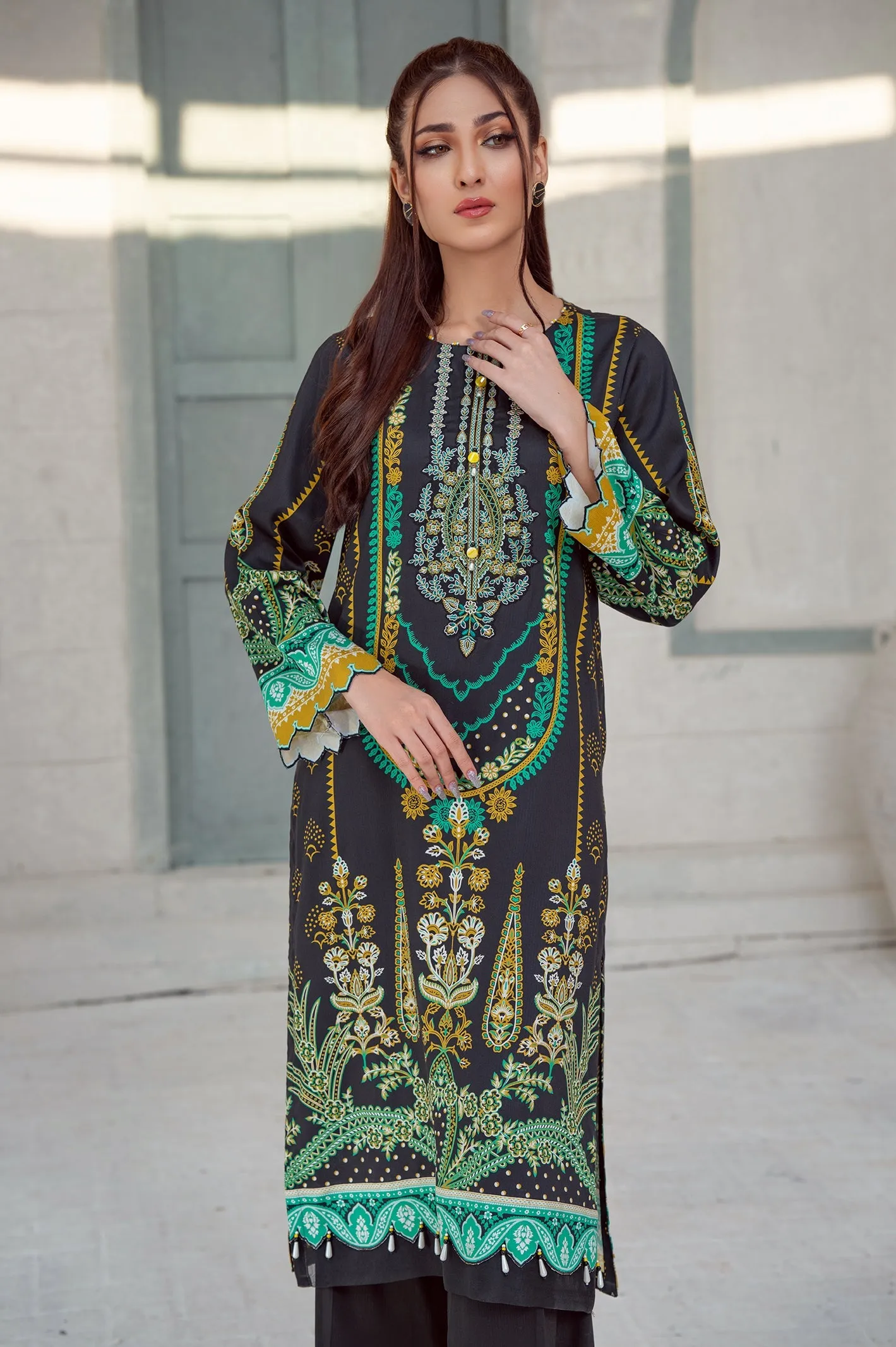 1PC Unstitched Marina Embroidered Printed Shirt