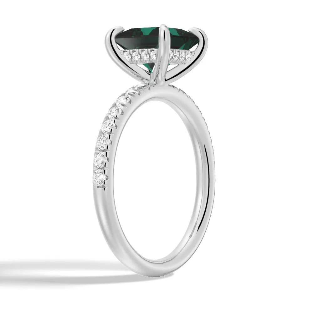 2 CT. Princess Cut Green Moissanite Engagement Ring With Hidden Halo