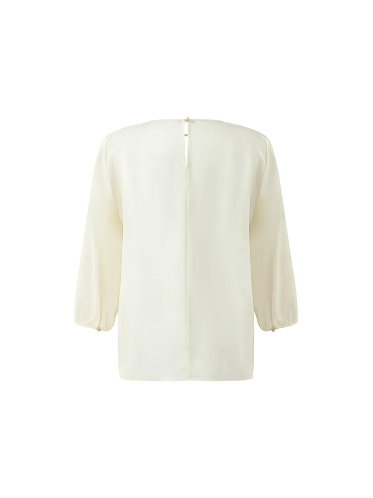 22 Momme Mulberry Silk Cut-Out Women Blouse