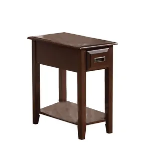 23" Rectangular Wooden Side Table With 1 Drawer, Brown By Benzara