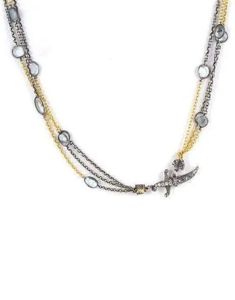 3 Strand Rock Quartz Station Necklace