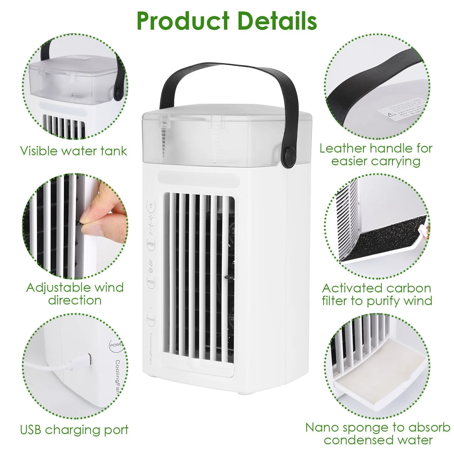 4 In 1 Portable Air Conditioner Fan Evaporative Air Cooler Water Fan