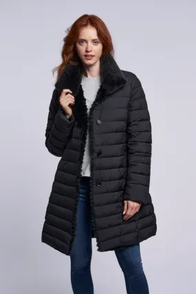 4255 Down coat reverses to genuine shearling