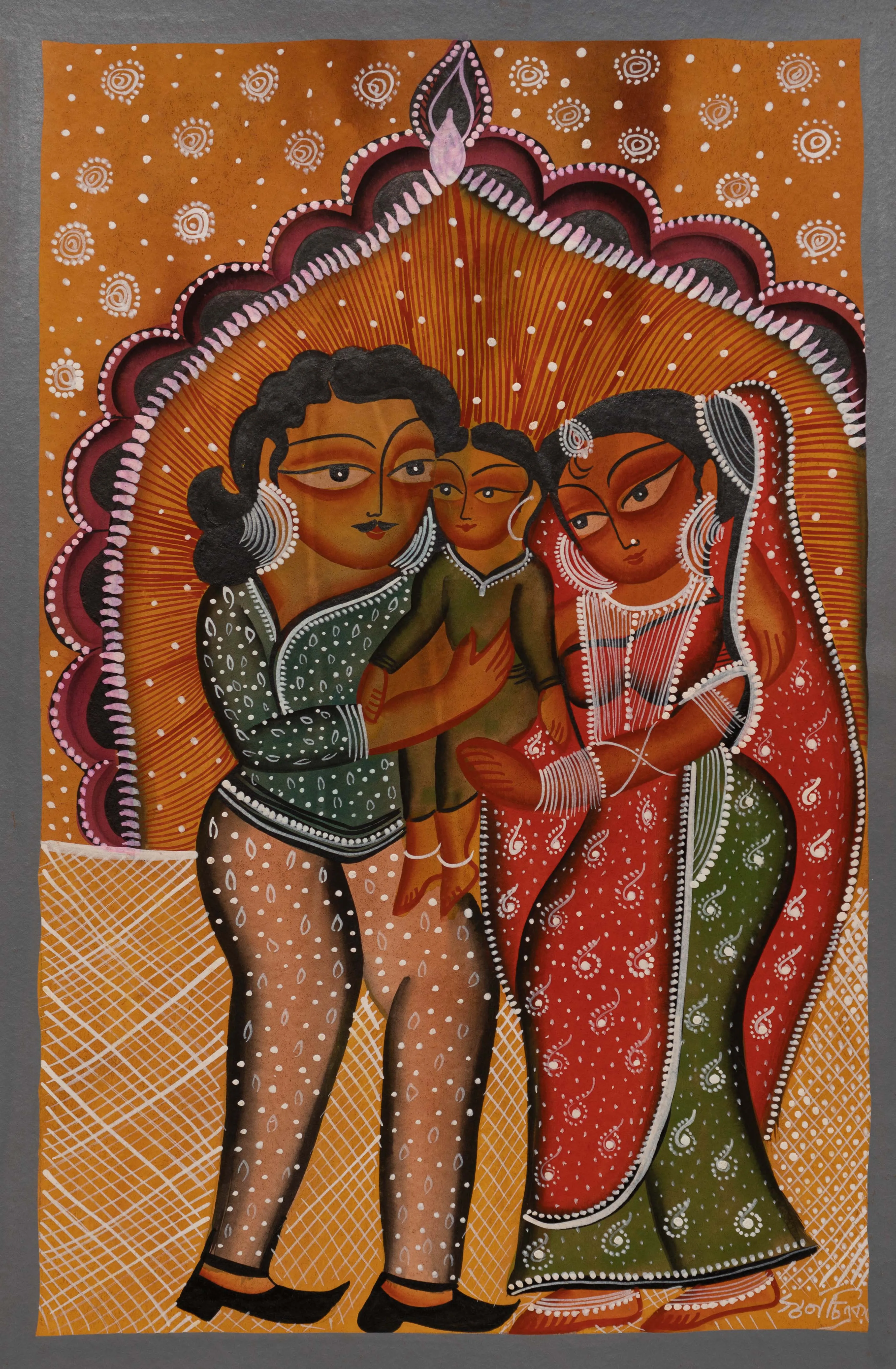 A Family in Bengal Pattachitra by Swarna Chitrakar