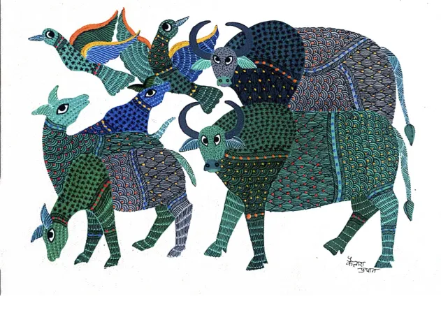 A Gateway to the Fauna: Elegant Gond artwork by Kailash Pradhan