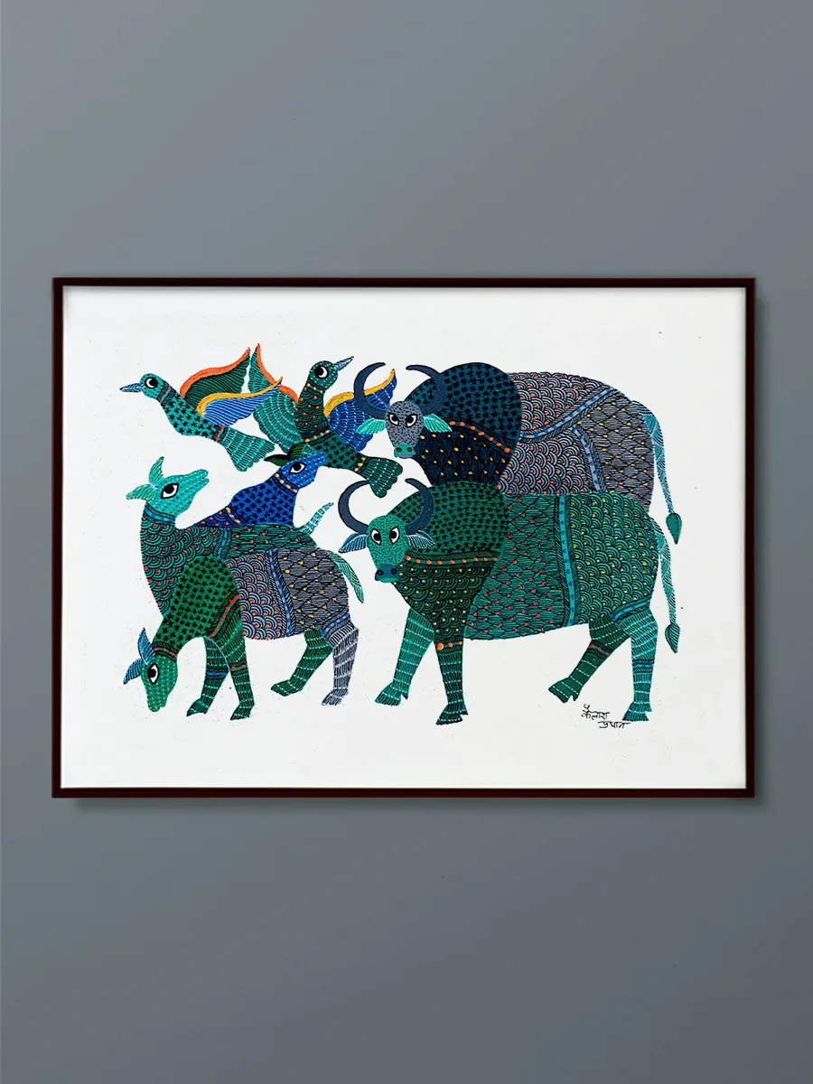 A Gateway to the Fauna: Elegant Gond artwork by Kailash Pradhan