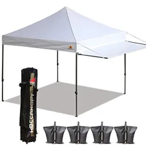 ABCCANOPY 10x10 Tent Pop-up Canopy Tent Instant Canopies Commercial Outdoor Canopy with Awning & Wheeled Carry Bag Bonus 4X Weight Bag, (White-1905)