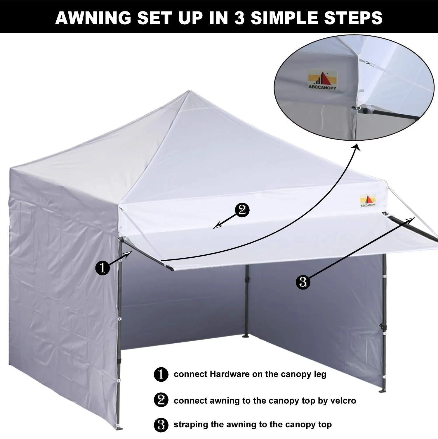 ABCCANOPY Canopy Tent 10 x 10 Pop-up Instant Shelters Commercial Portable Market Canopies with Matching Sidewalls, Weight Bags, Roller Bag,Bonus Canopy Awning