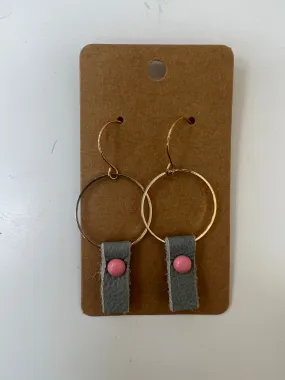 Abstract Earrings - Gray   Pink Dot