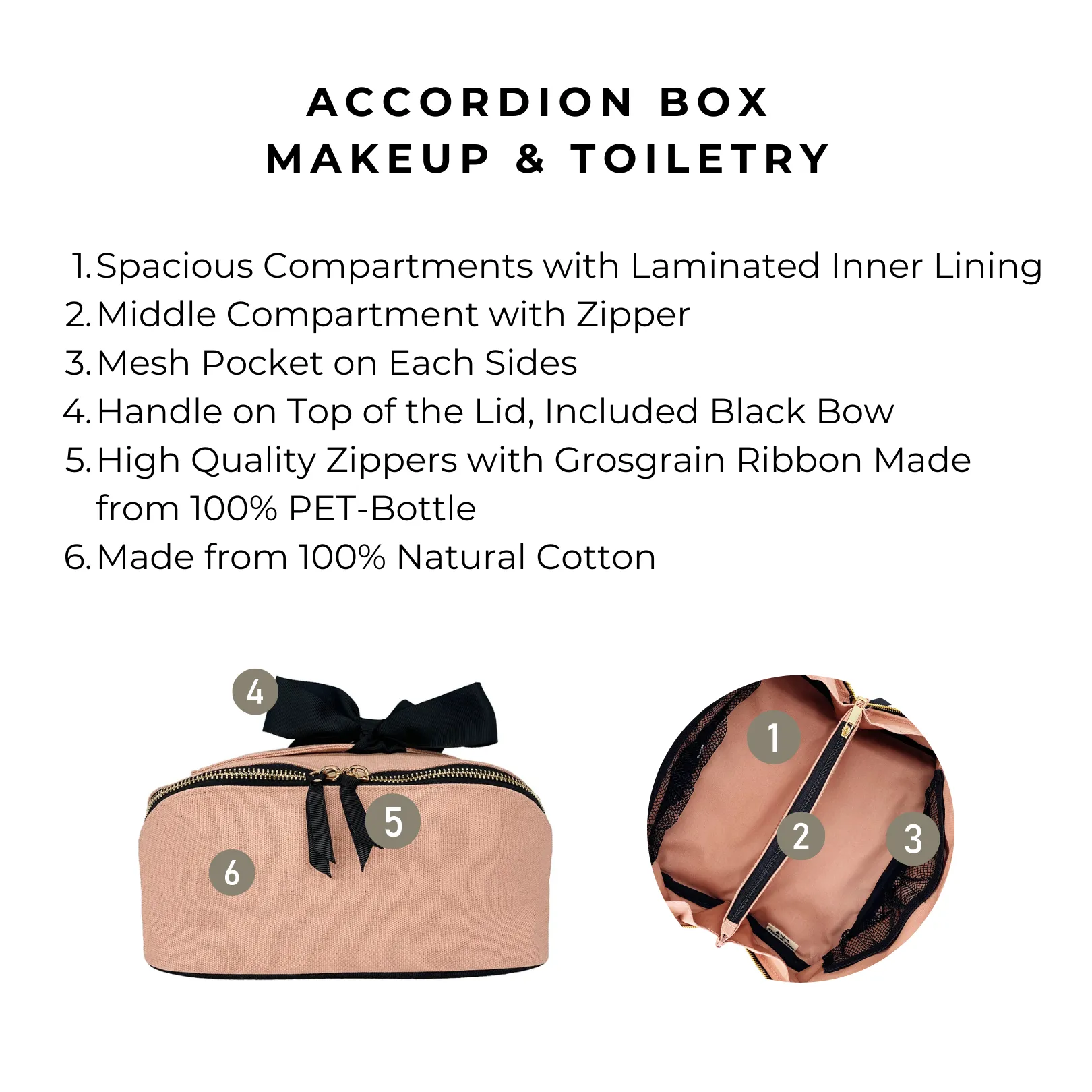 Accordion Box Makeup & Toiletry, Pink/Blush