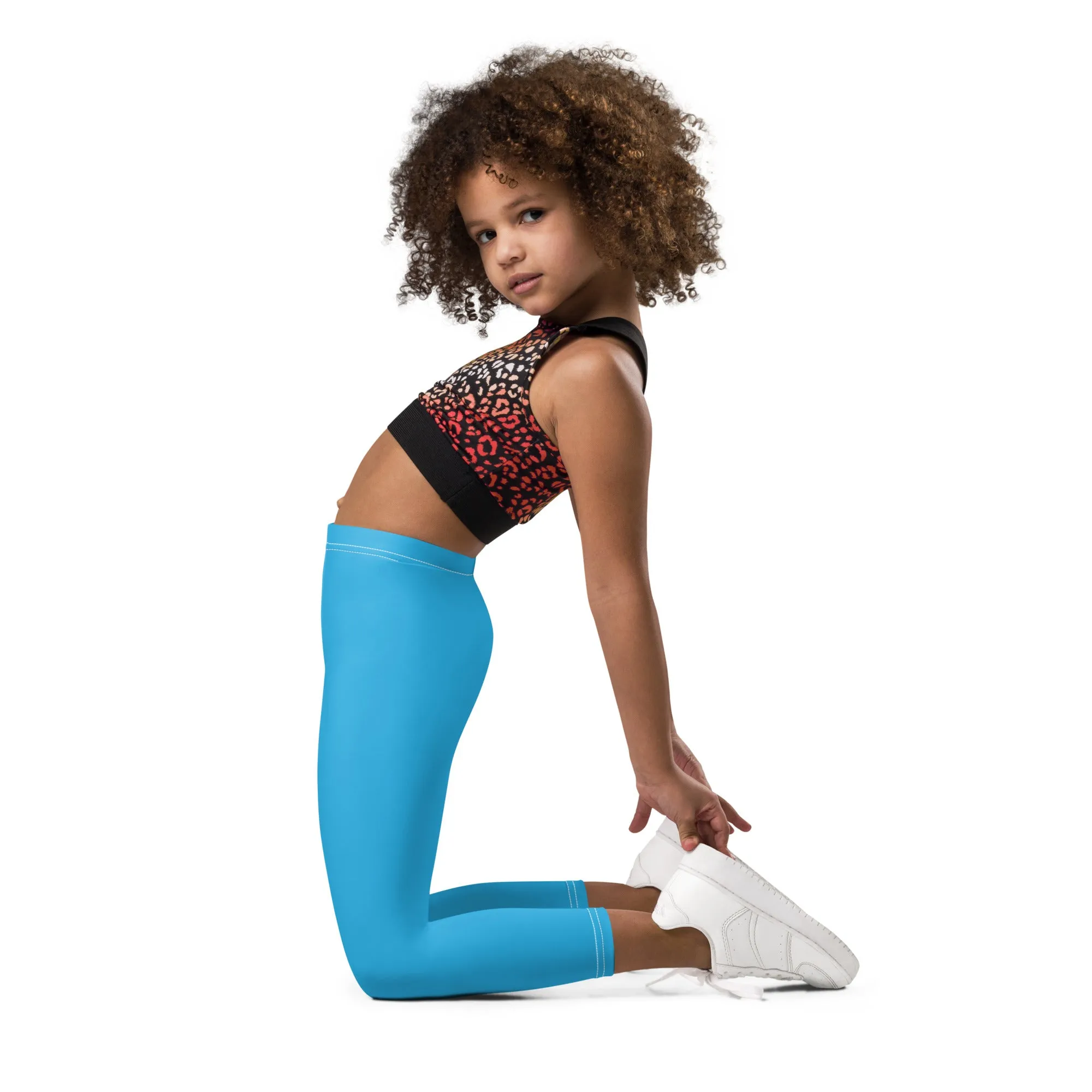 Active Days, Bright Ways: Solid Workout Leggings for Girls - Cyan