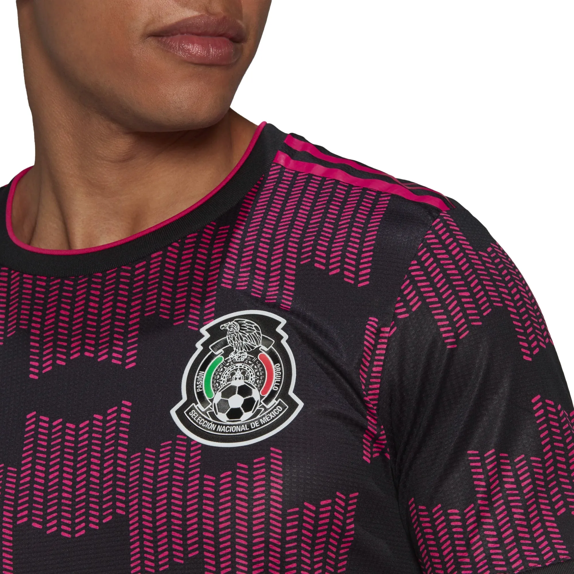 adidas Men's Mexico 2021/22 Authentic Home Jersey Black/Real Magenta