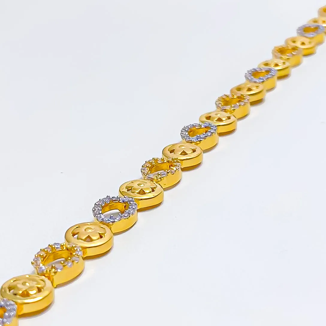 Adorned Floral CZ 22k Gold Bracelet