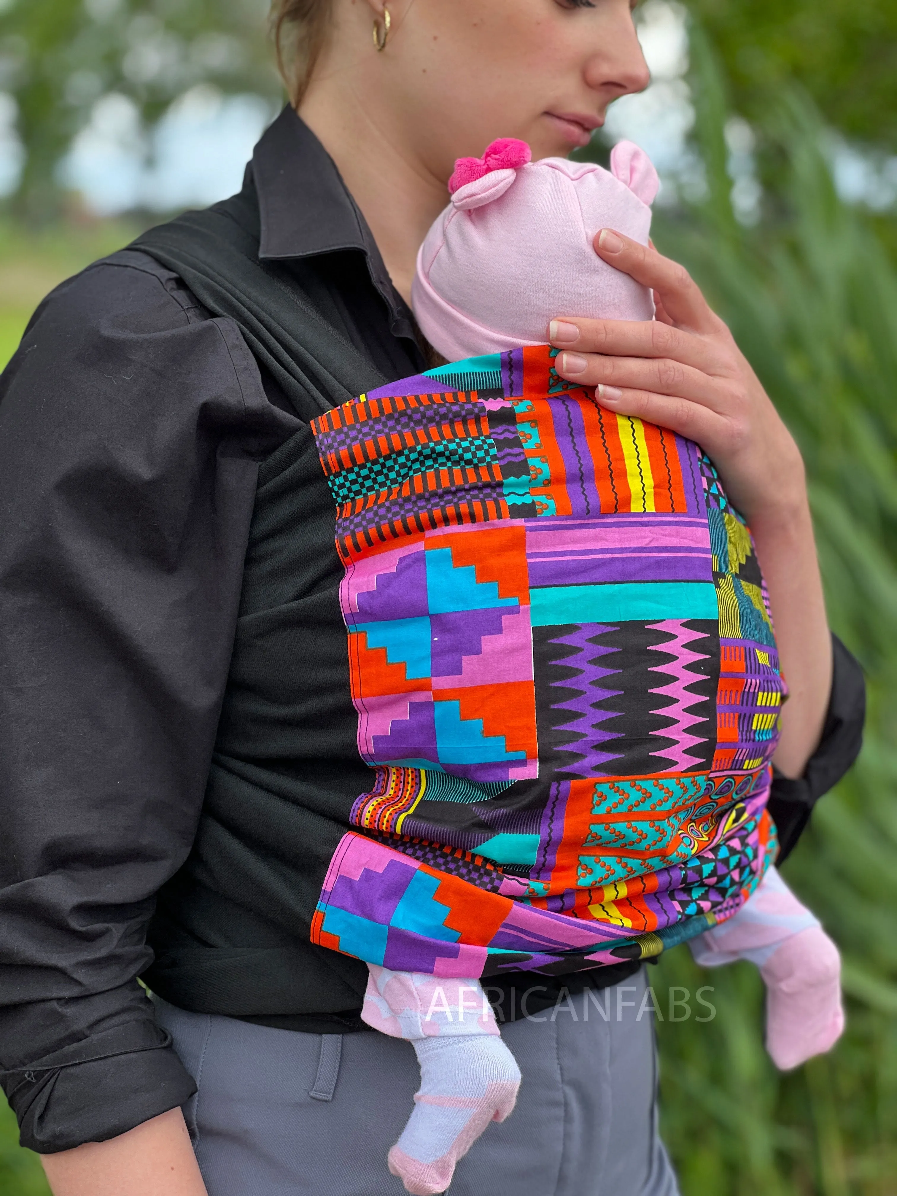 African Print Baby Carrier / Baby sling / baby wrap - Purple / Pink kente