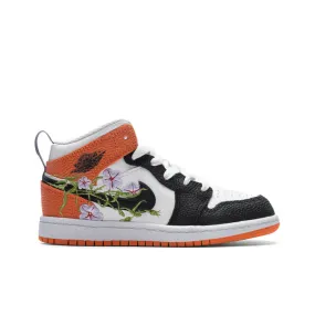 Air Jordan 1 Mid SE (PS) - White/Black/Starfish/Vivid Green