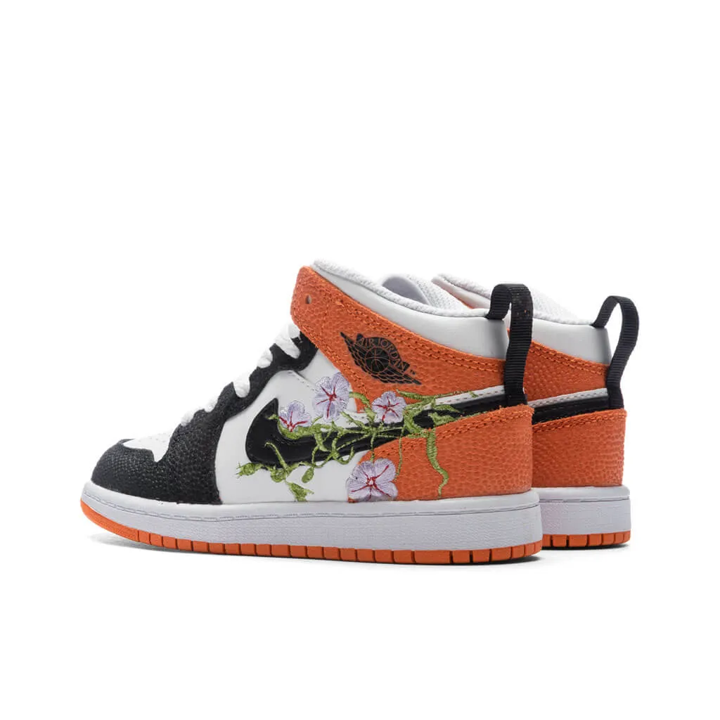 Air Jordan 1 Mid SE (PS) - White/Black/Starfish/Vivid Green