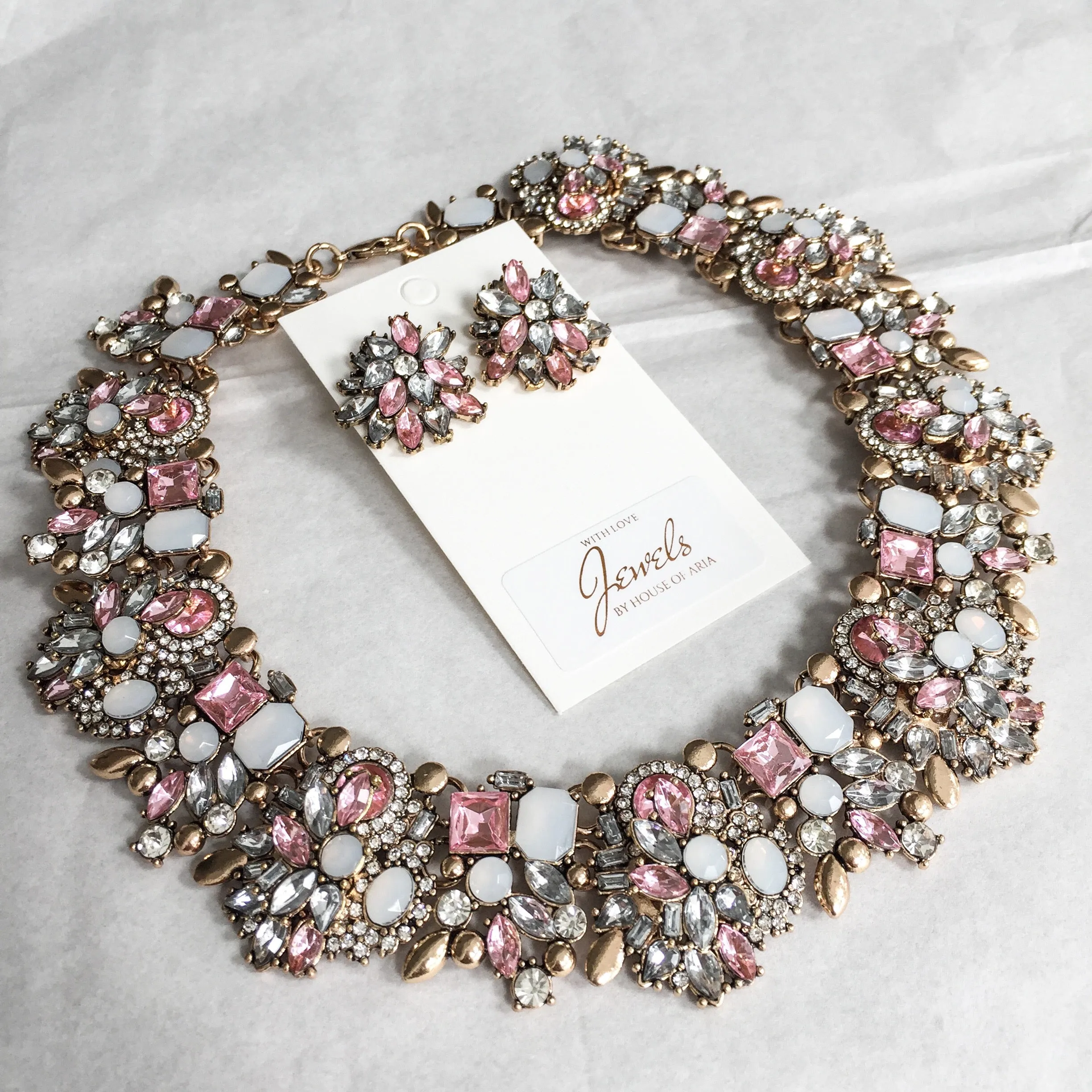 ALISSA Pink & Gold Statement Necklace