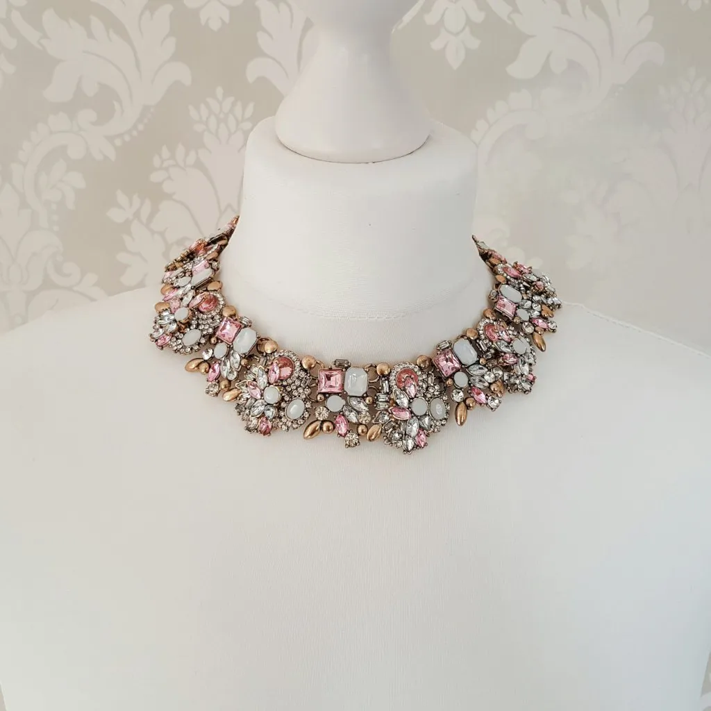 ALISSA Pink & Gold Statement Necklace