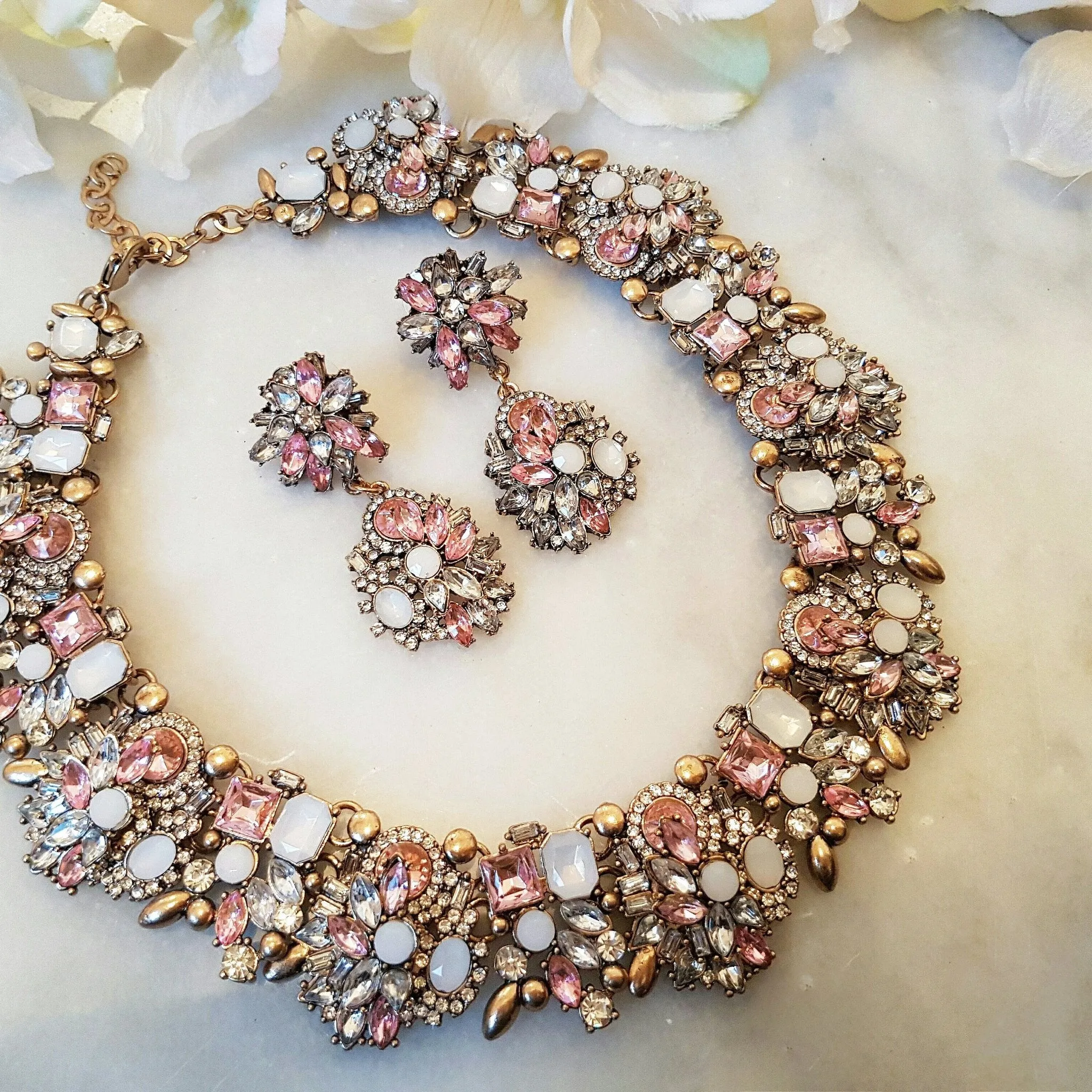 ALISSA Pink & Gold Statement Necklace