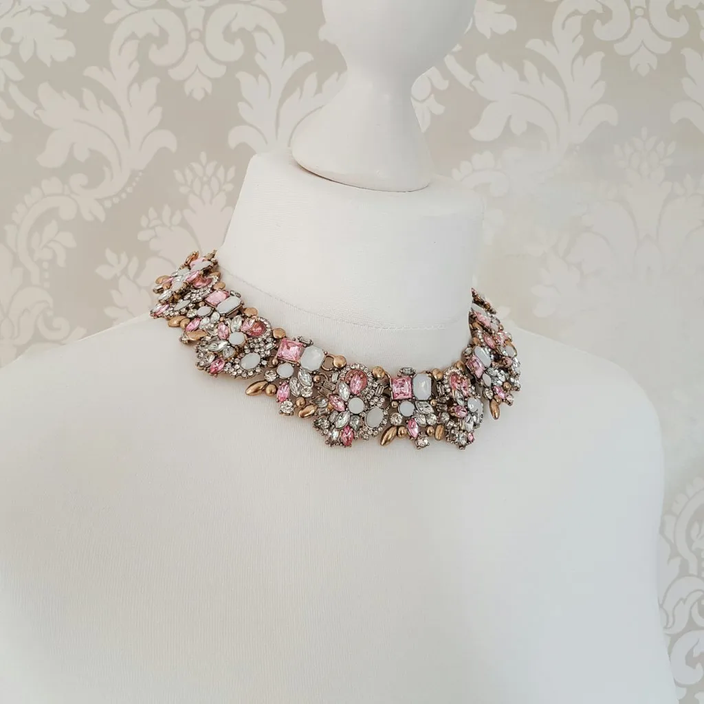 ALISSA Pink & Gold Statement Necklace