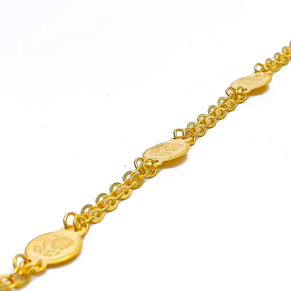 Alternating Dual Chain 22k Gold Coin Bracelet