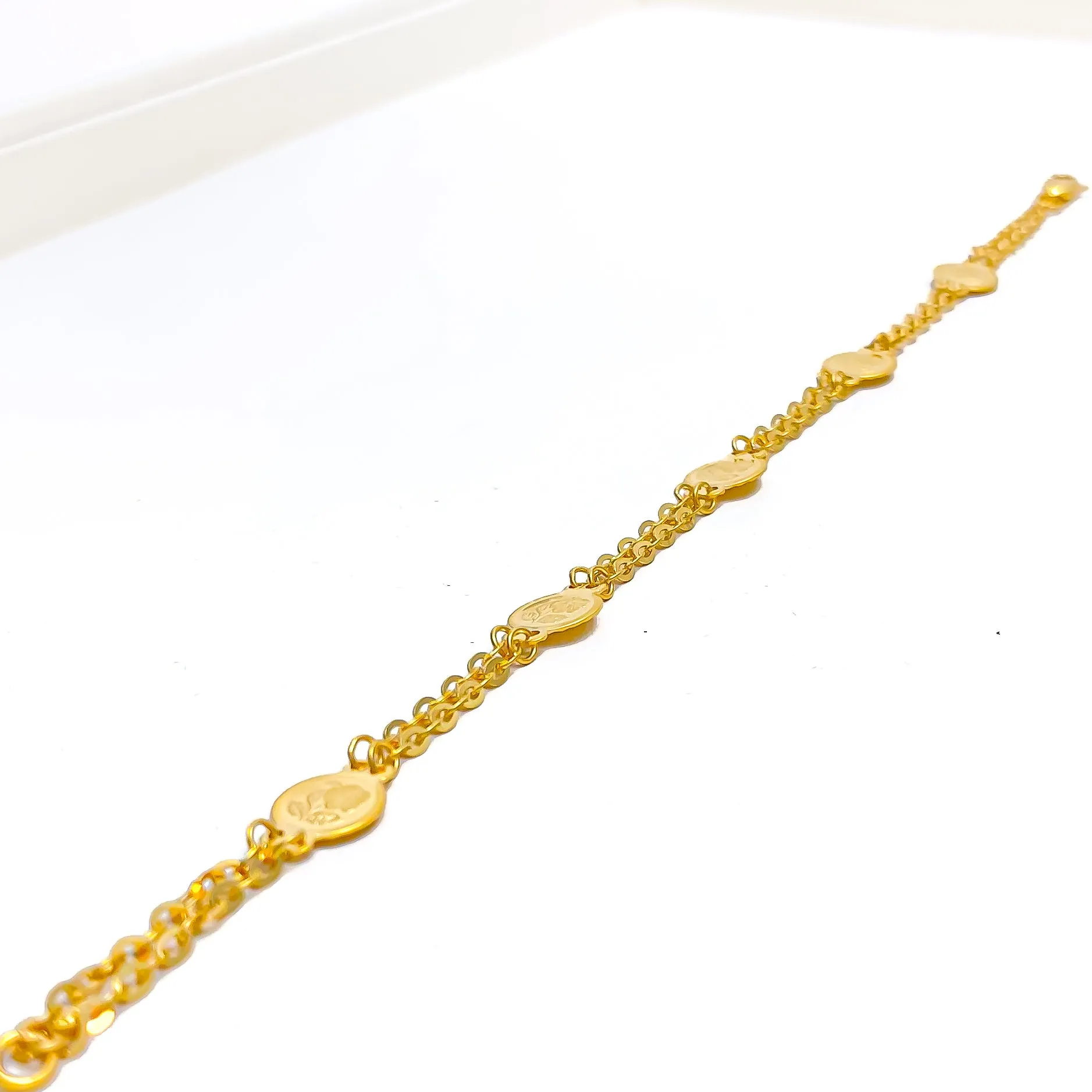 Alternating Dual Chain 22k Gold Coin Bracelet